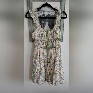 Japna Floral Print Dress - Cream and Green